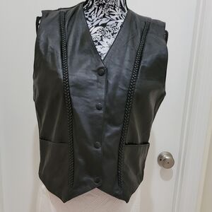 Bikers dream apparel  100% Genuine leather black  button front vest west…